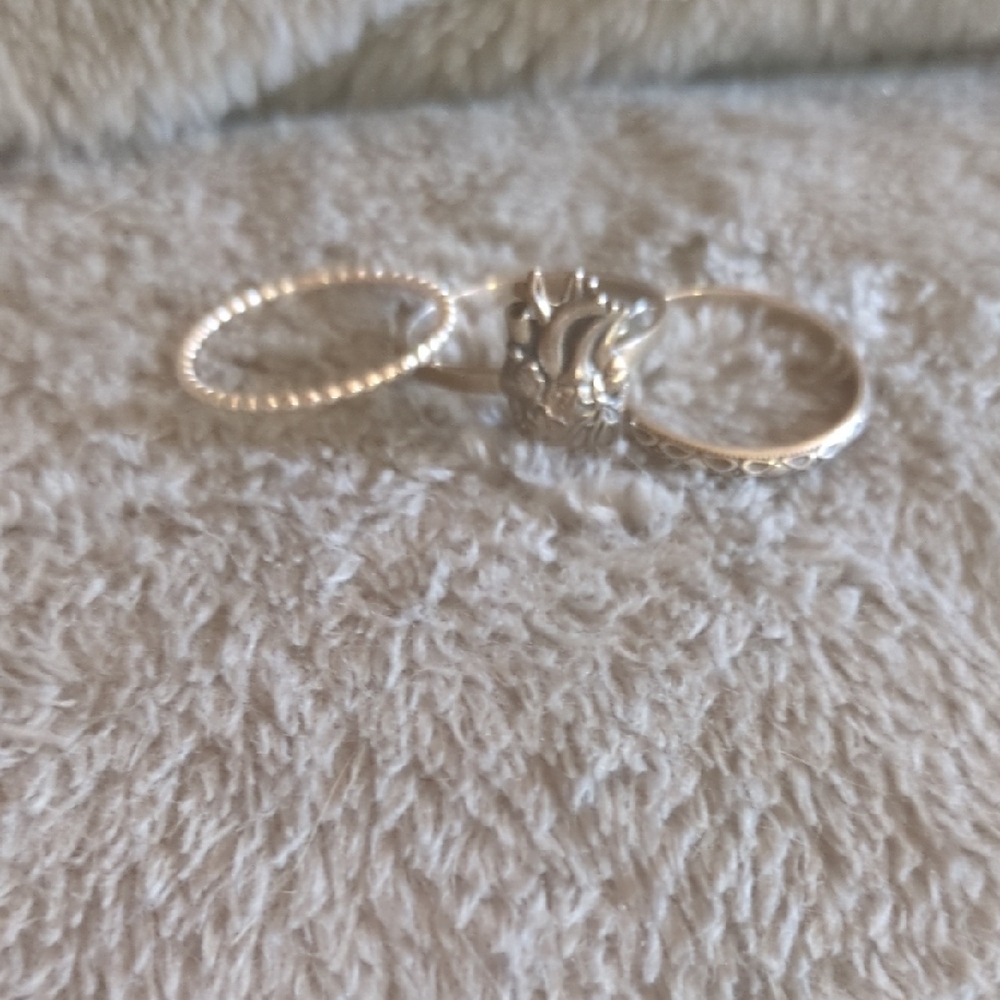 Sterling Silver Anatomical Heart Stacking Rings